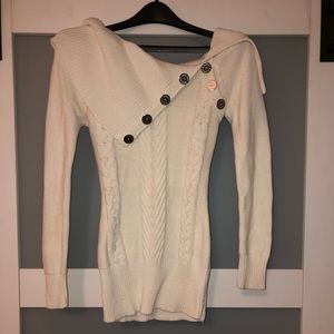 White off-the-shoulder sweater